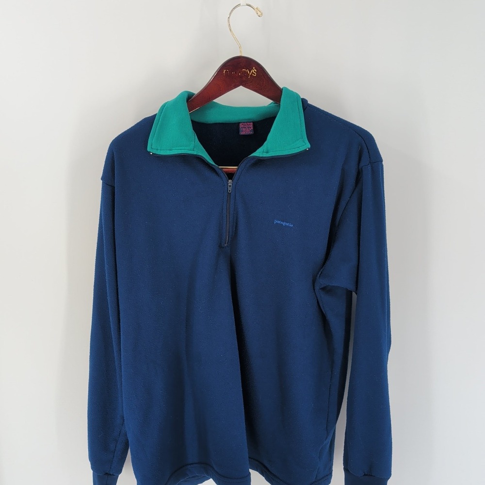 Vintage‎ 90s Patagonia Capilene 1/4 Zip Pullover Sweatshirt Navy Blue Size XL
